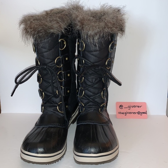 LMT ED 8.5 Joan Of Arctic Black Ostrich Fur Lined Winter Boots (Gold Hardware) - Picture 5 of 16